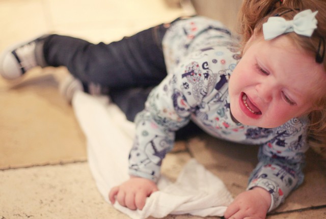 Toddler tantrum on floor